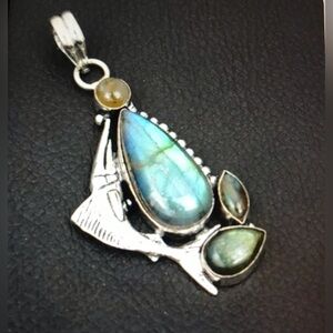 Labradorite Stamped 925 Sterling Silver Necklace